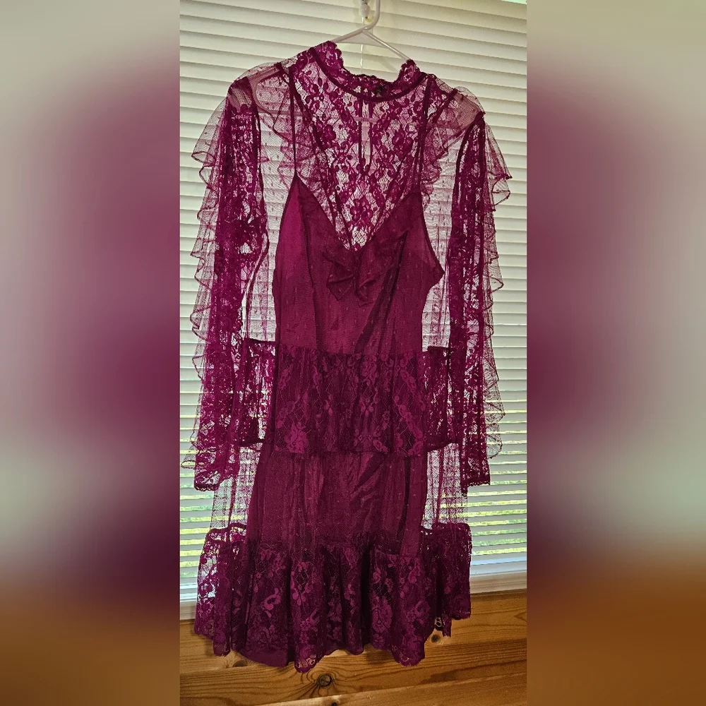 Temperley London Elegant Lace Magenta Dress Size 8 - Picture 6 of 8